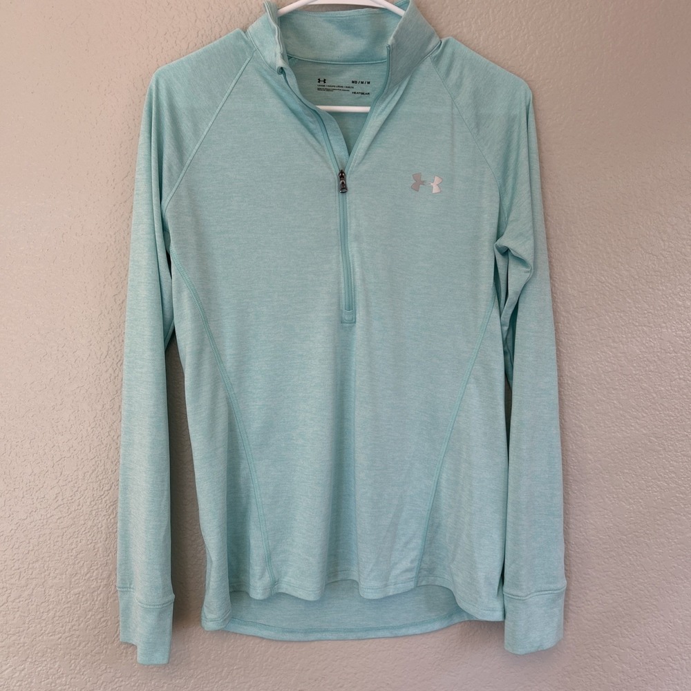 Under Armour Heat Gear Women's Blue Tech Twist Long Sleeve 1/2 Zip Shirt Medium